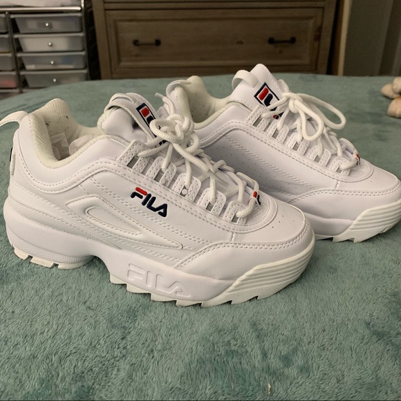 Kids Fila White Sneakers - Picture 3 of 8